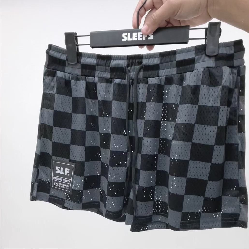 Checkered Gray Black Shorts - 5"