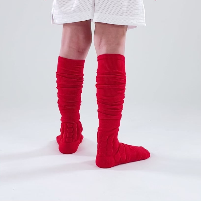 Hue Red Football Padded Long Kids Socks