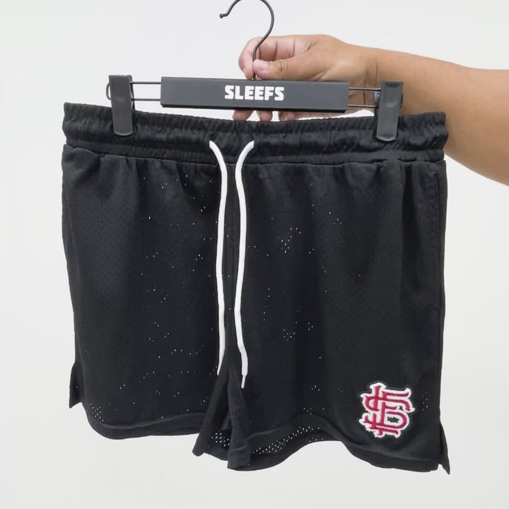 SLF Baseball Patch Black Shorts - 5"