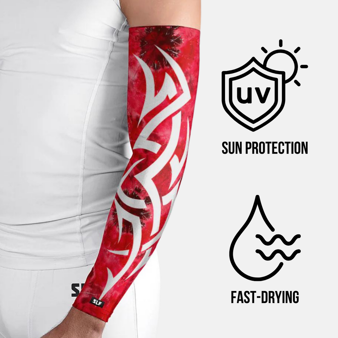 Tribal Tie Dye Red UV Arm Sleeves (pair)