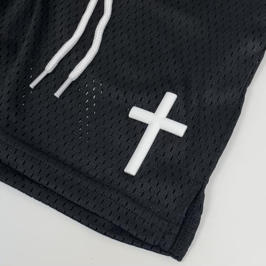 Faith Cross Black Shorts - 7"