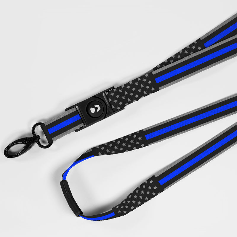 Tactical Thin Blue Line USA Flag Lanyard