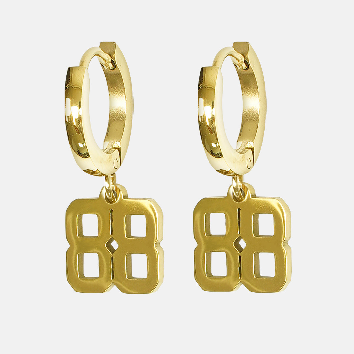 88 Number Earring - Gold Plated Stainless Steel