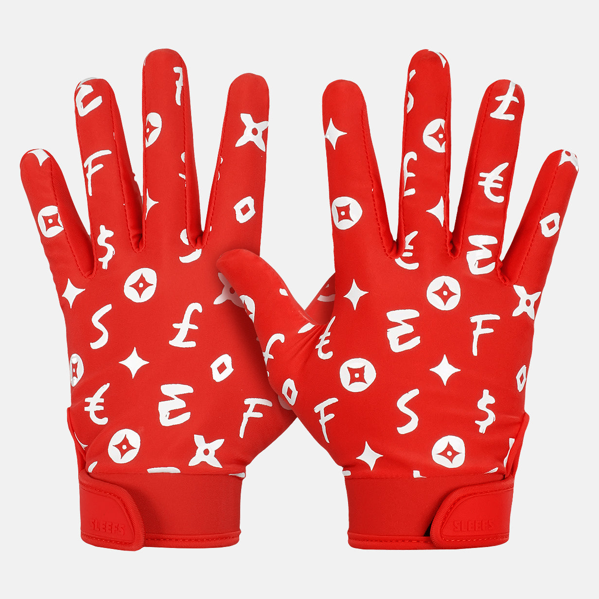 red lv football gloves