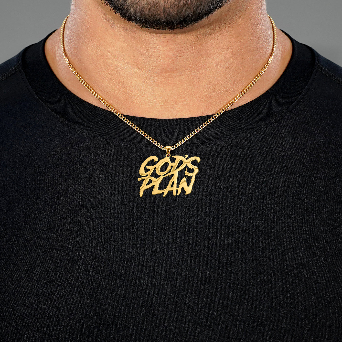 God's Plan Pendant with Chain Necklace - Gold Plated Stainless Steel
