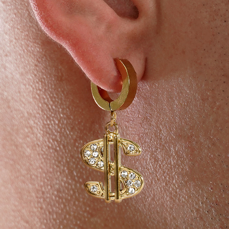 Golden Money Sign Earrings - Gold Plated Stainless Steel