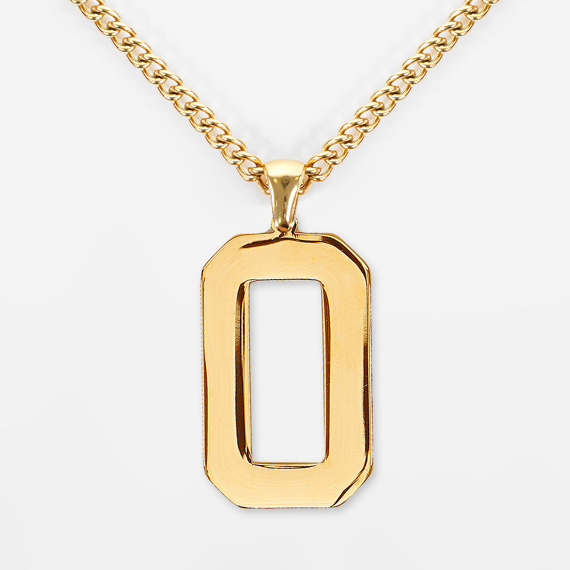 0 Number Pendant with Chain Kids Necklace - Gold Plated Stainless Steel
