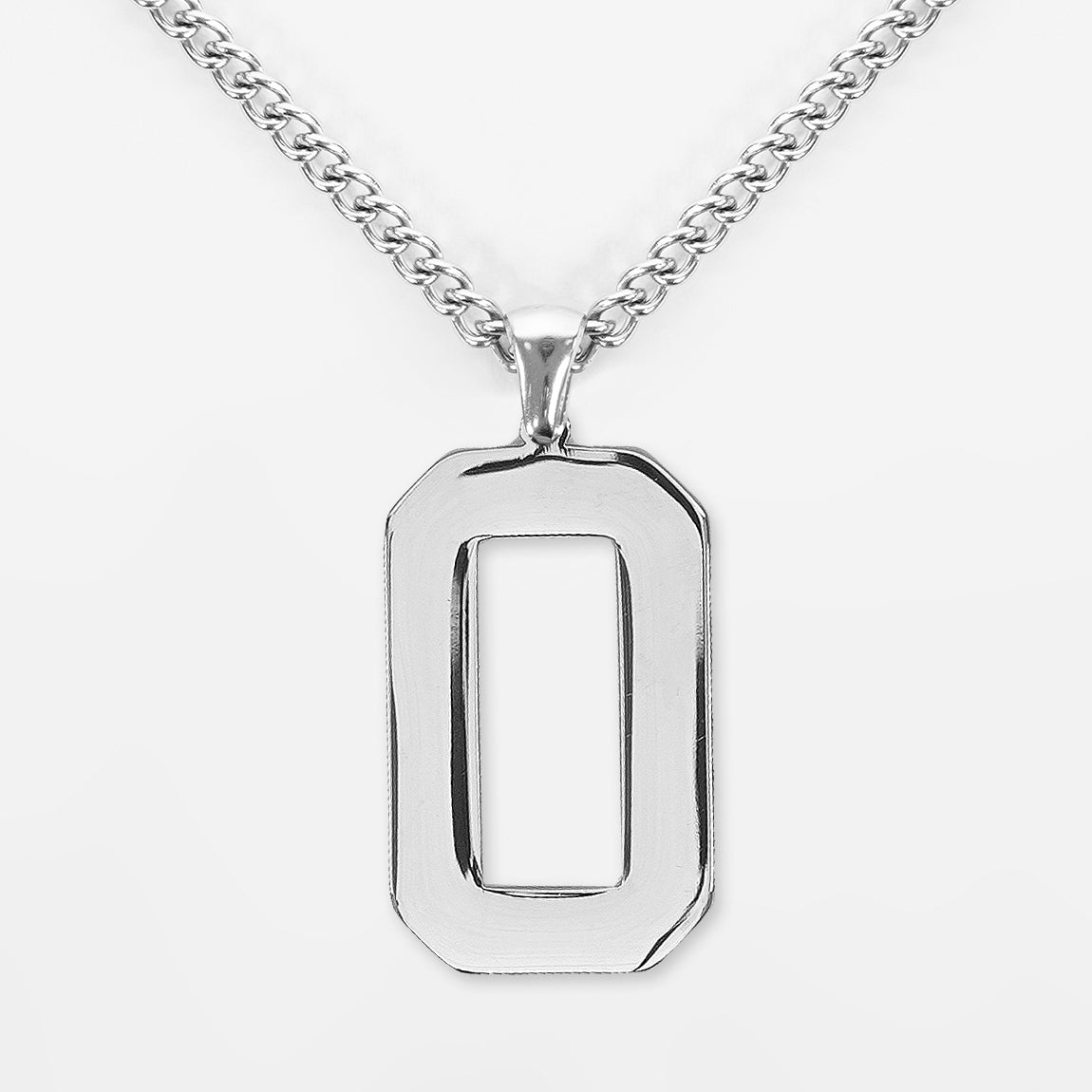 0 Number Pendant with Chain Kids Necklace - Stainless Steel