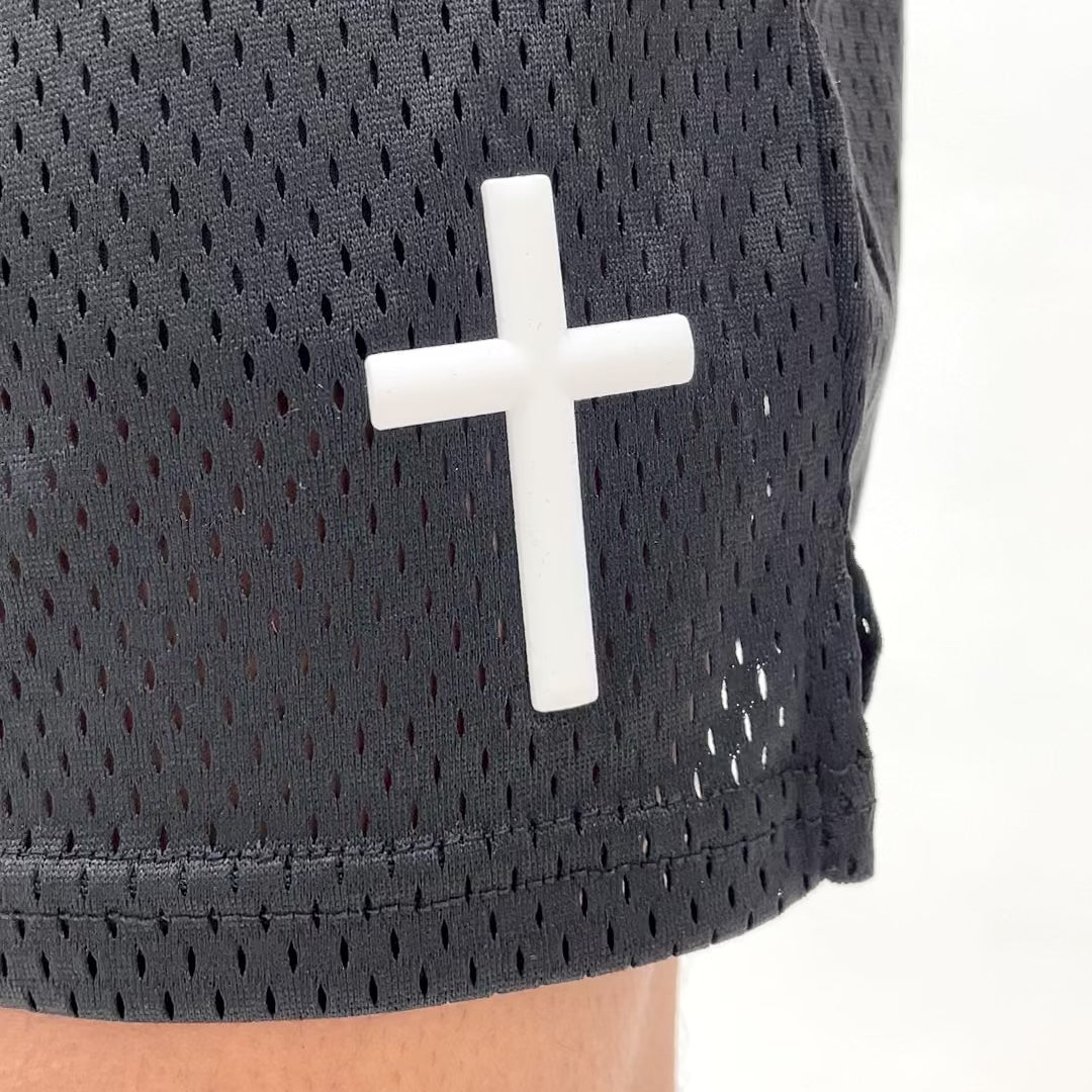 Faith Cross Black Shorts - 7"