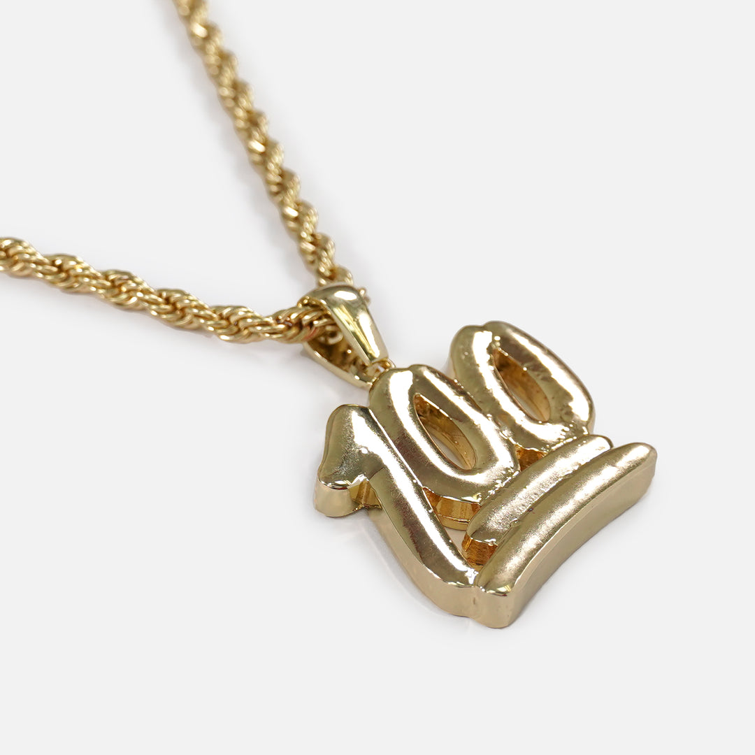 100 Emoticon 1¾" Pendant with Chain Necklace - Gold Plated Stainless Steel