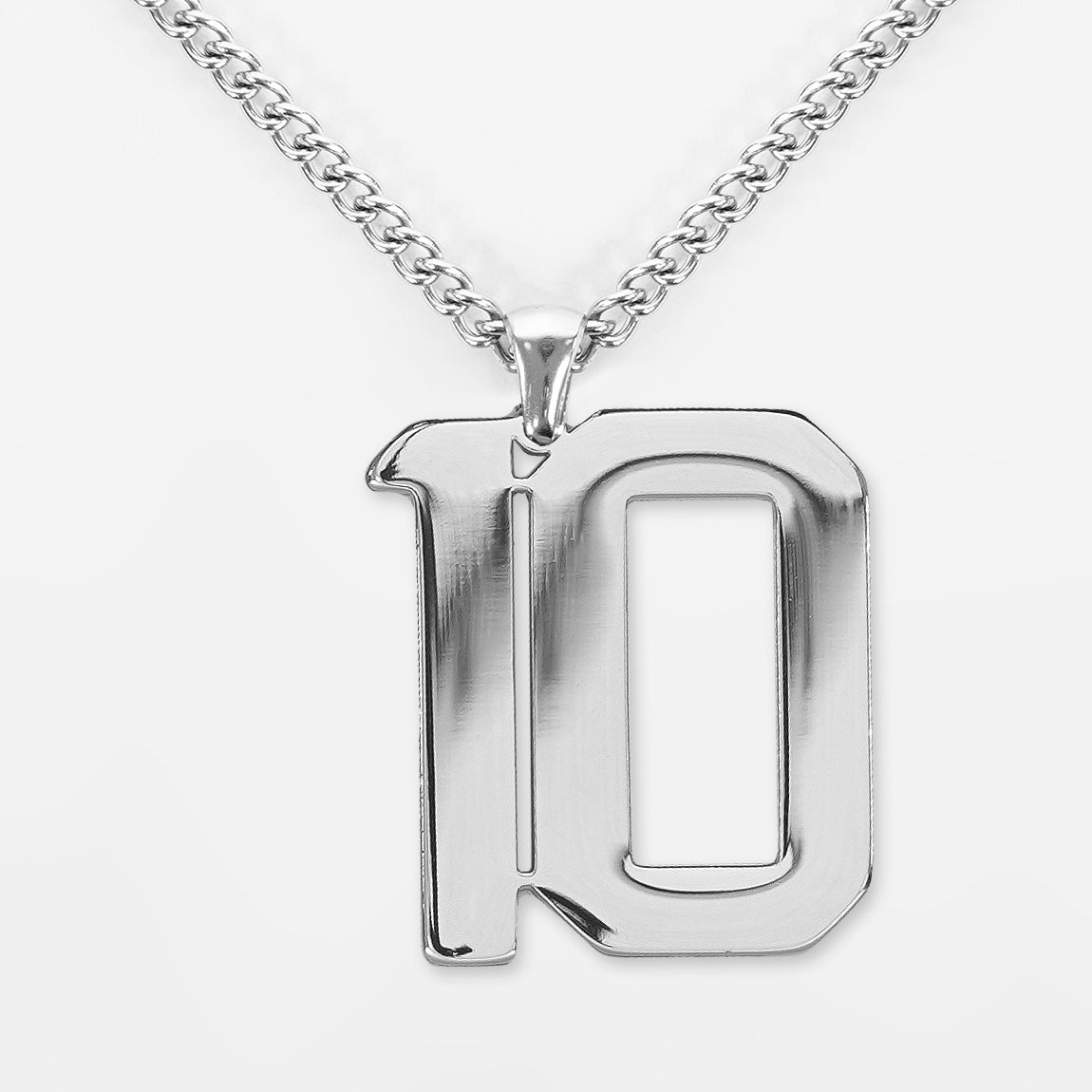10 Number Pendant with Chain Necklace - Stainless Steel