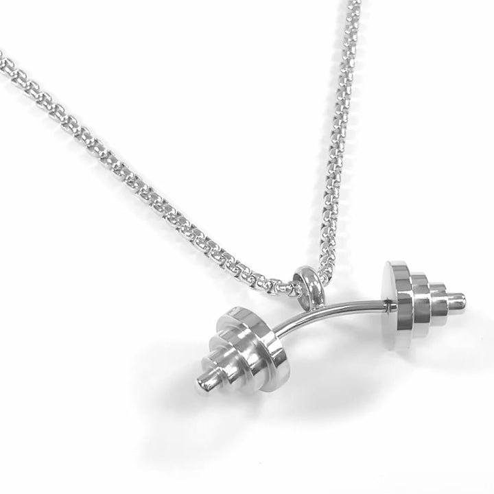 Gym Weights 1¾" Pendant with Chain Necklace - Stainless Steel