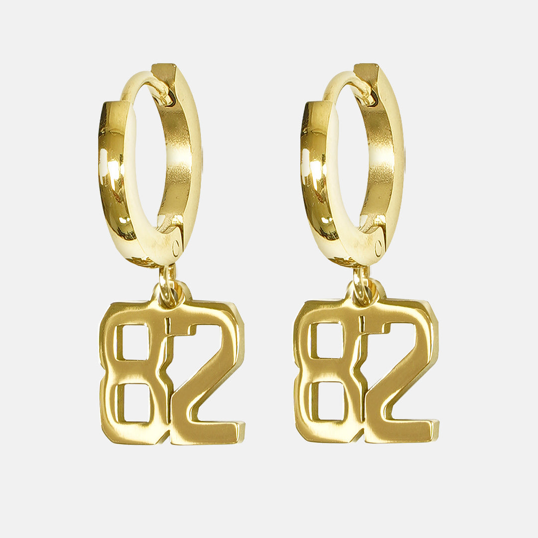 82 Number Earring - Gold Plated Stainless Steel