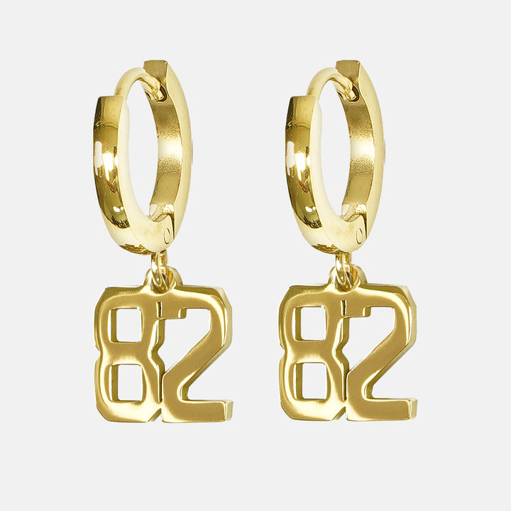 82 Number Earring - Gold Plated Stainless Steel