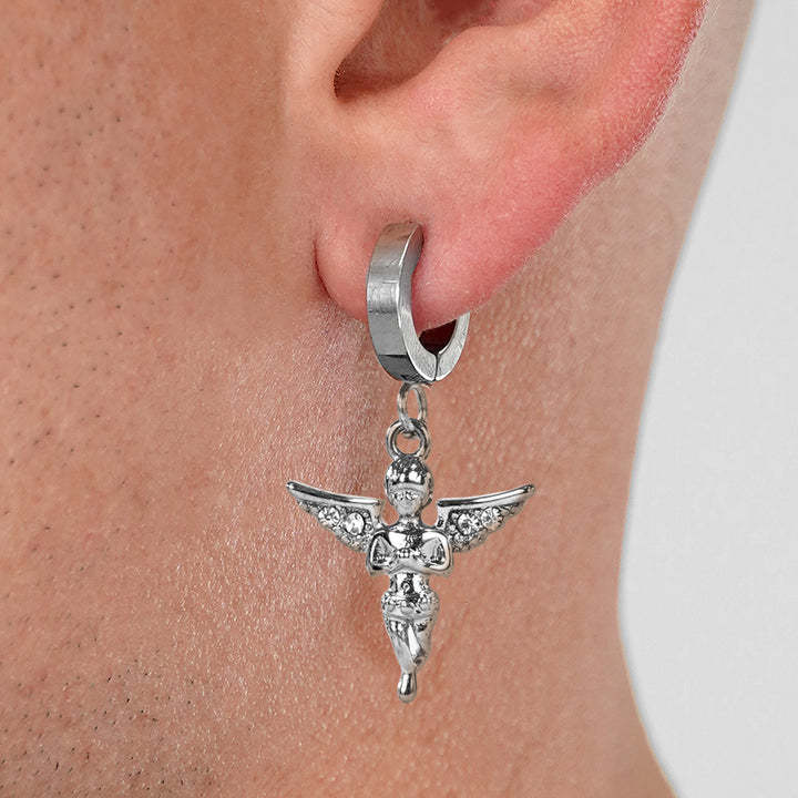 Silver Little Angel Earrings - Stainless Steel