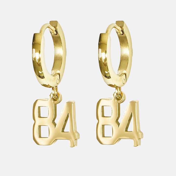 84 Number Earring - Gold Plated Stainless Steel