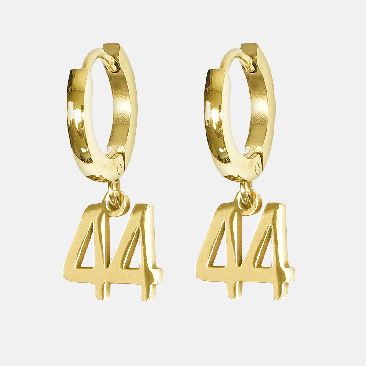 44 Number Earring - Gold Plated Stainless Steel