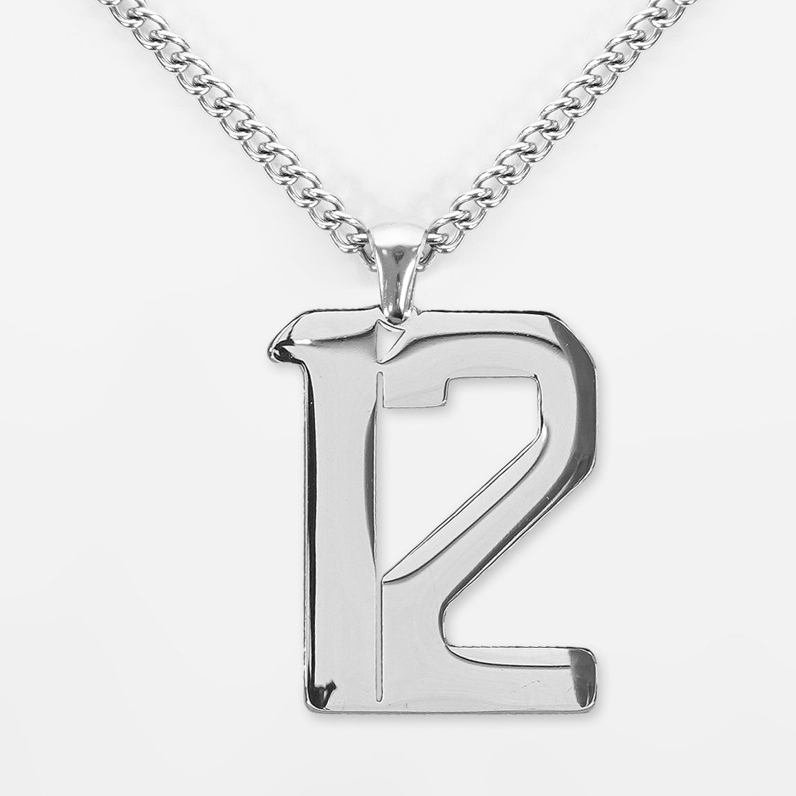 12 Number Pendant with Chain Necklace - Stainless Steel