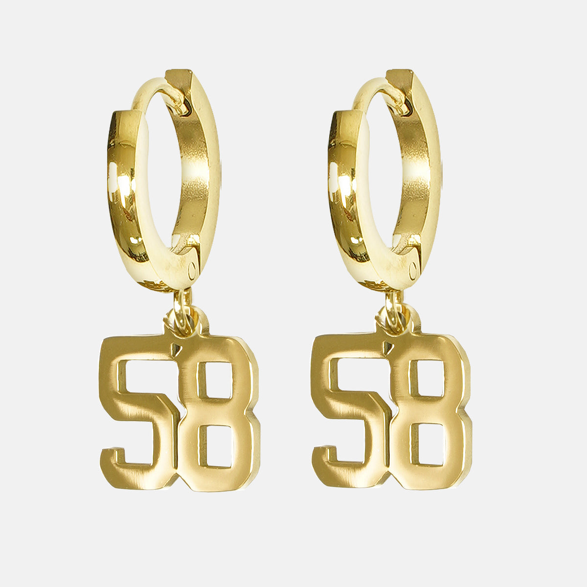 58 Number Earring - Gold Plated Stainless Steel