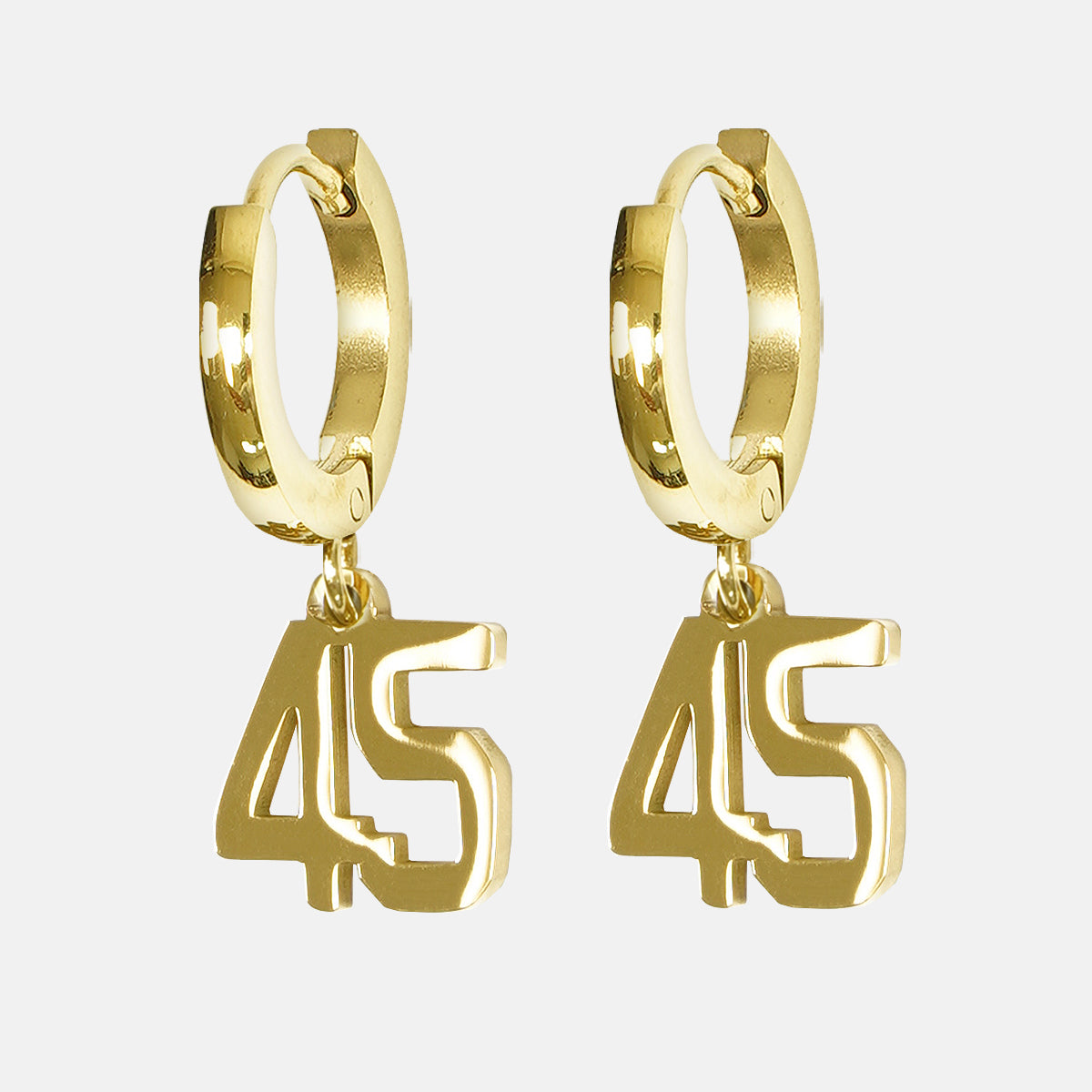 45 Number Earring - Gold Plated Stainless Steel