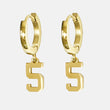 5 Number Earring - Gold Plated Stainless Steel