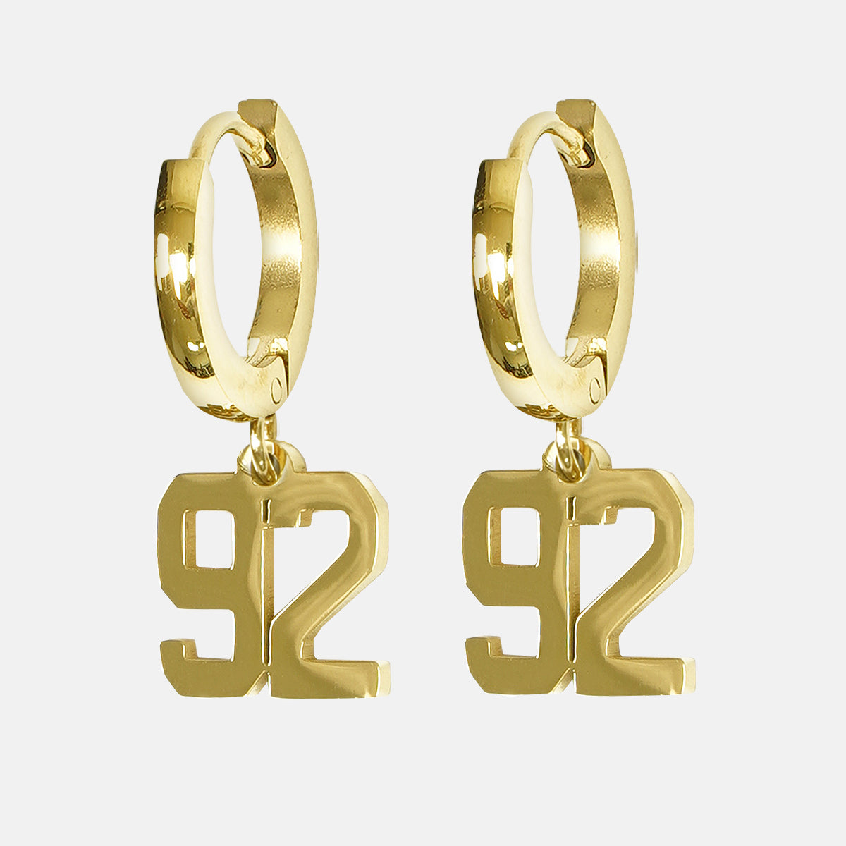 92 Number Earring - Gold Plated Stainless Steel
