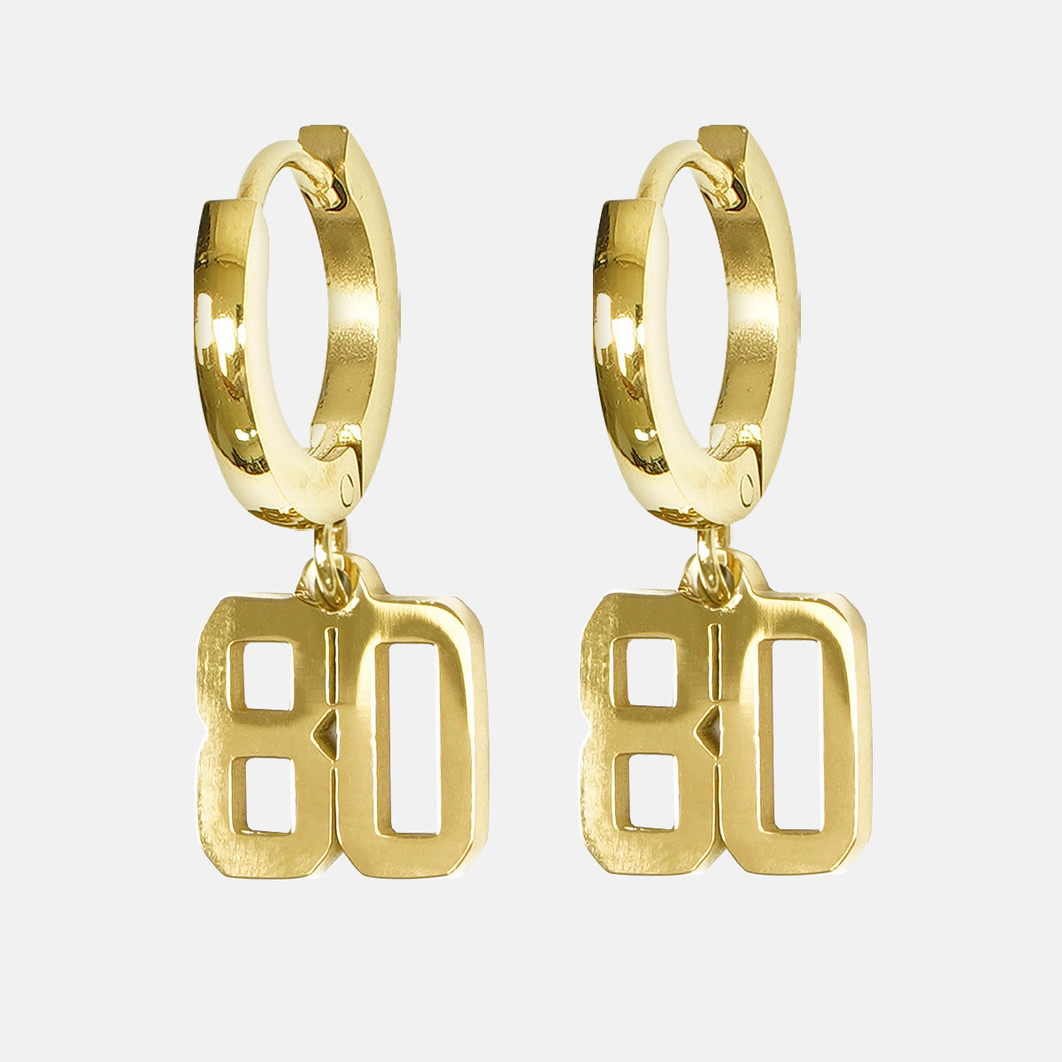 80 Number Earring - Gold Plated Stainless Steel