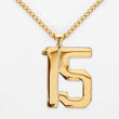 15 Number Pendant with Chain Kids Necklace - Gold Plated Stainless Steel