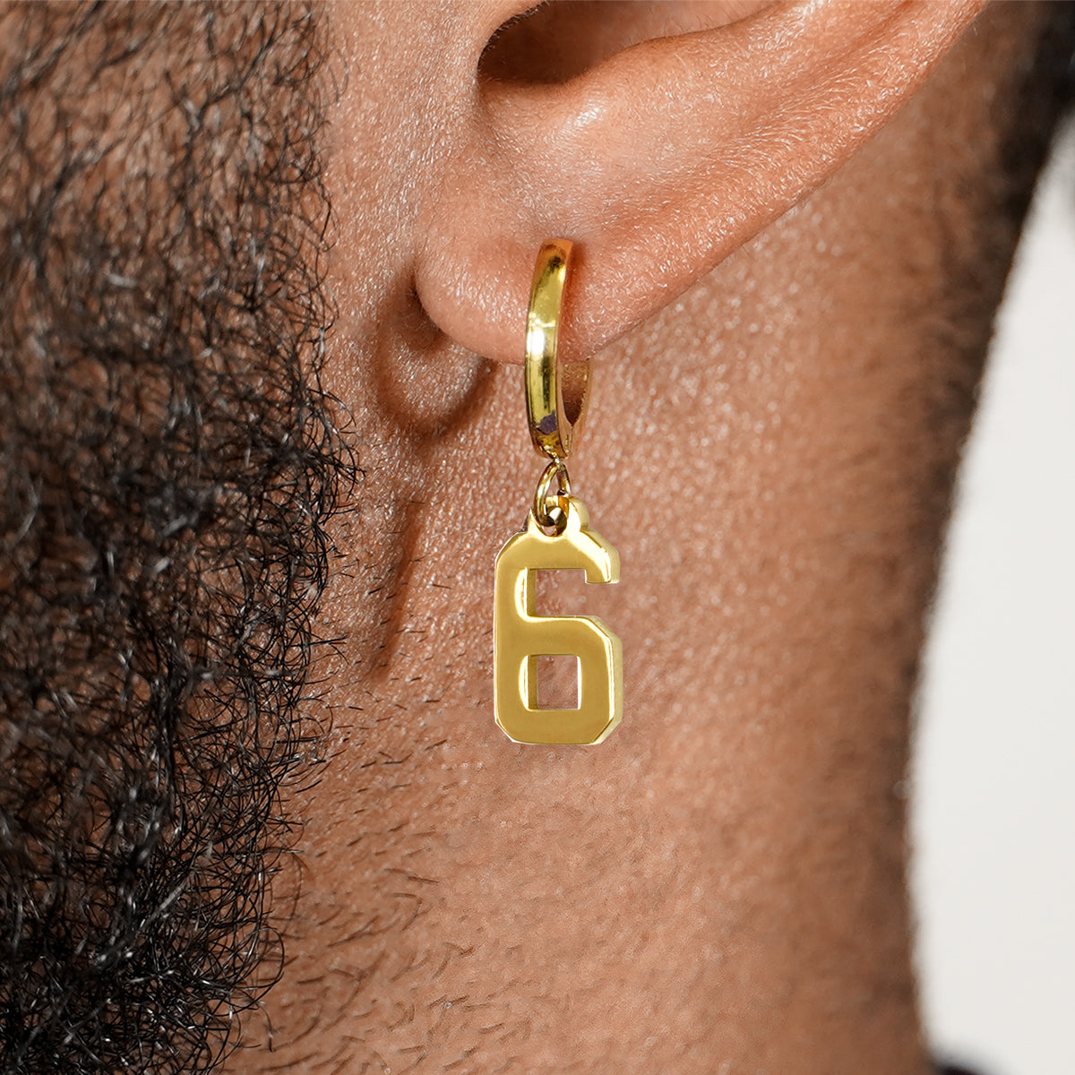 6 Number Earring - Gold Plated Stainless Steel
