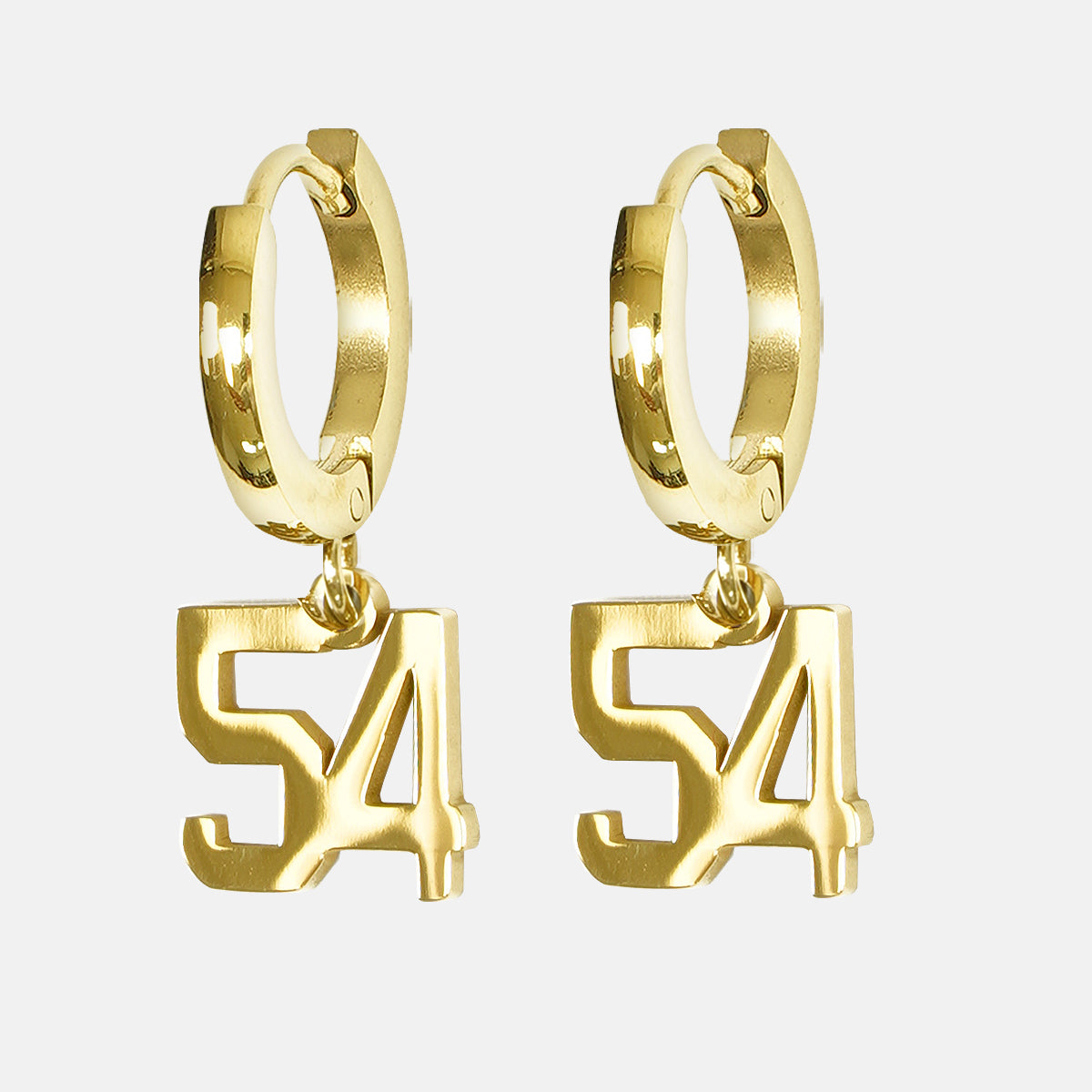 54 Number Earring - Gold Plated Stainless Steel