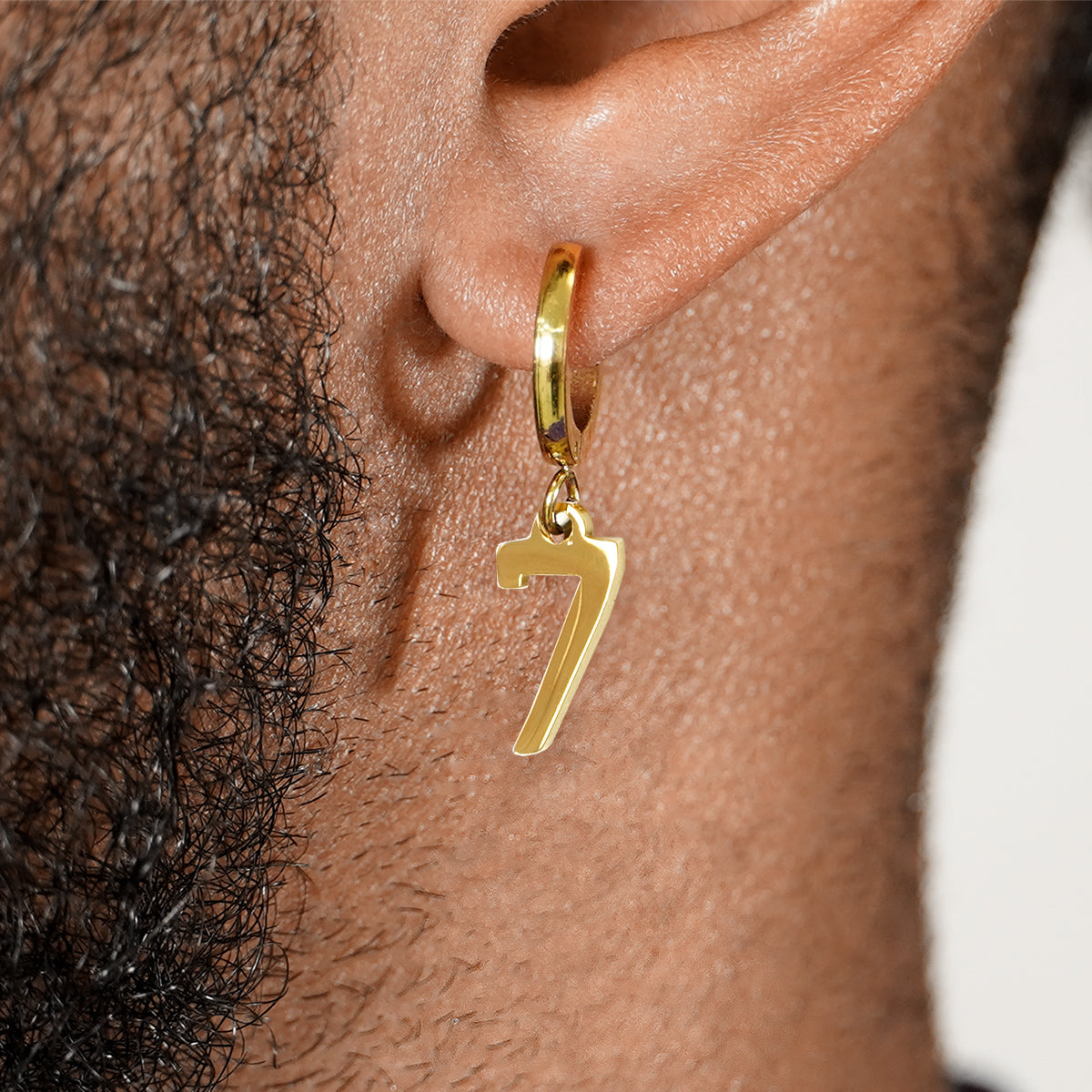 7 Number Earring - Gold Plated Stainless Steel
