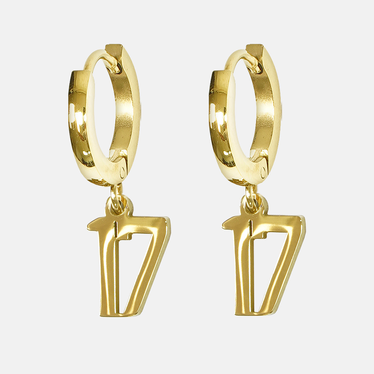 17 Number Earring - Gold Plated Stainless Steel