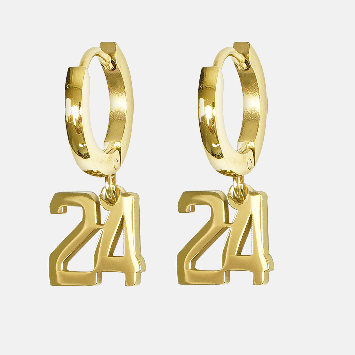 24 Number Earring - Gold Plated Stainless Steel