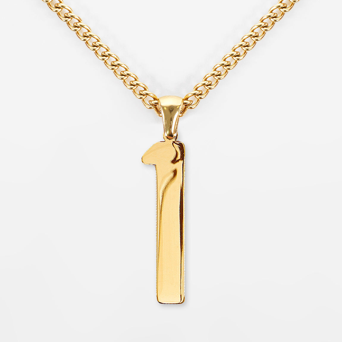 1 Number Pendant with Chain Kids Necklace - Gold Plated Stainless Steel