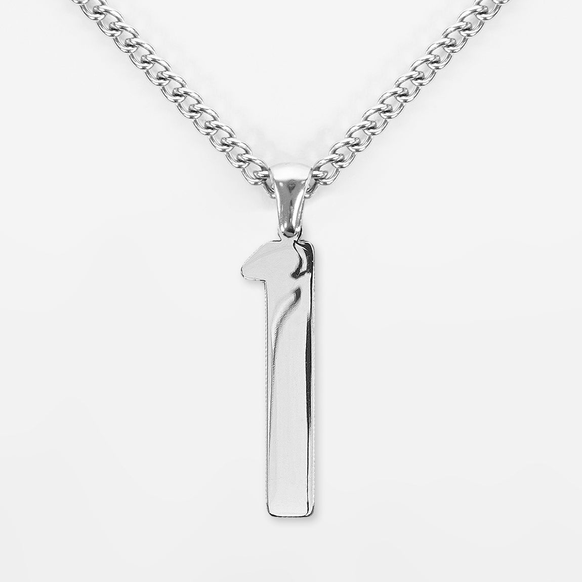 1 Number Pendant with Chain Kids Necklace - Stainless Steel