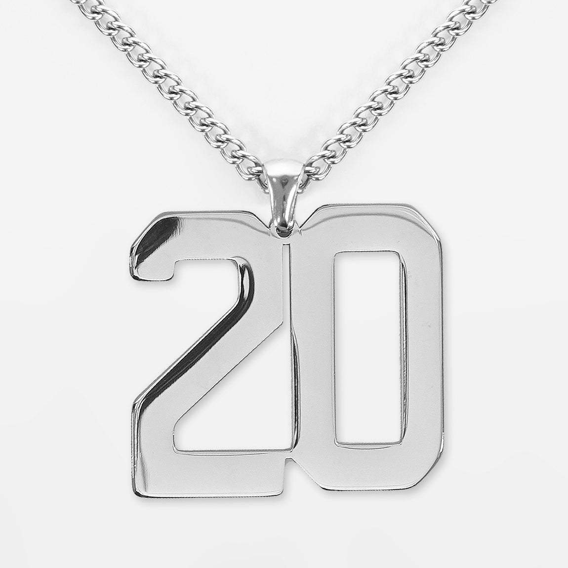20 Number Pendant with Chain Necklace - Stainless Steel