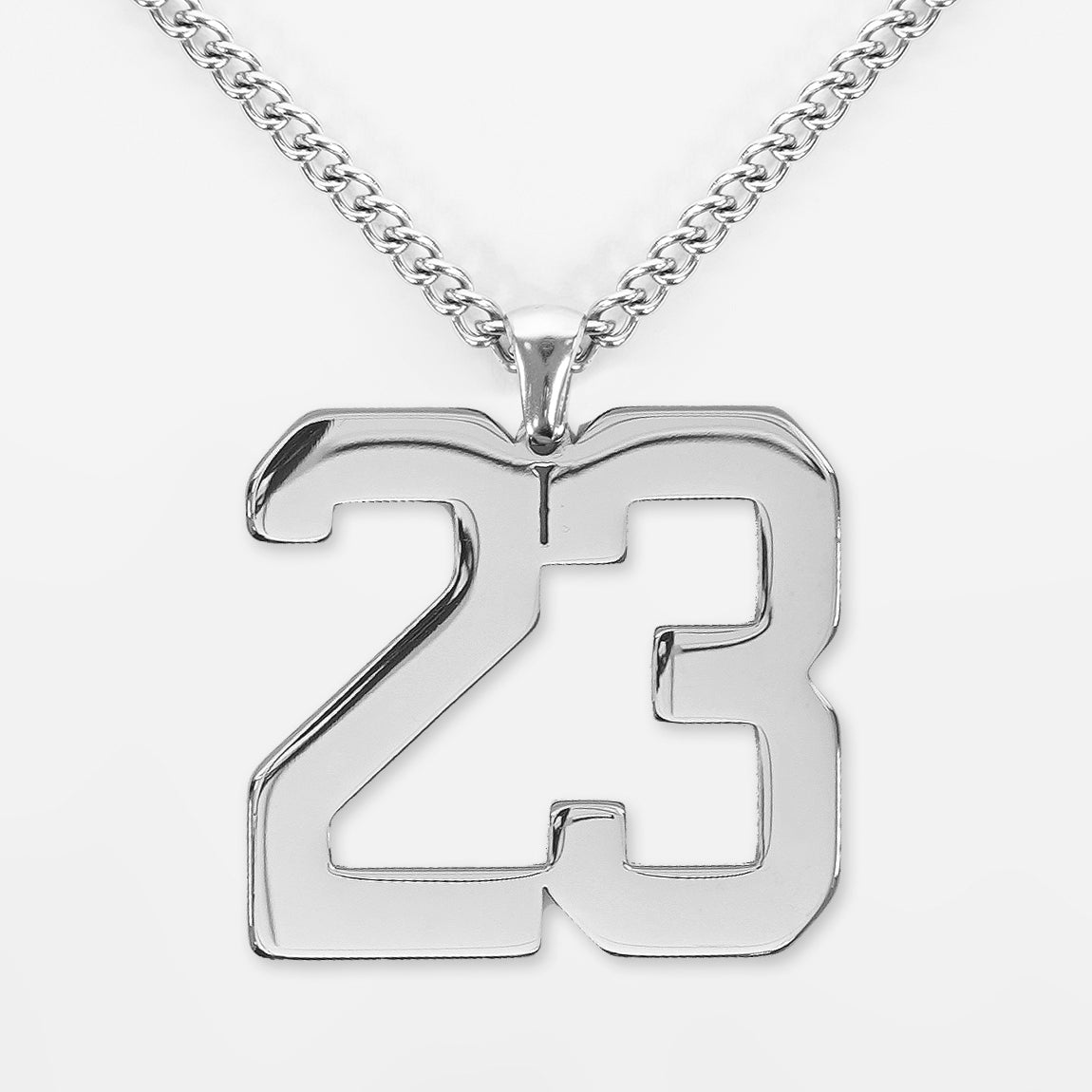 23 Number Pendant with Chain Necklace - Stainless Steel