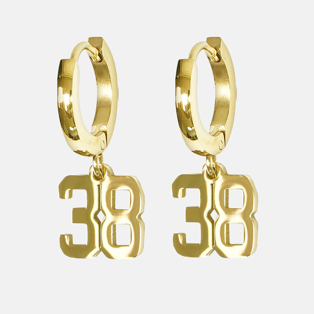 38 Number Earring - Gold Plated Stainless Steel