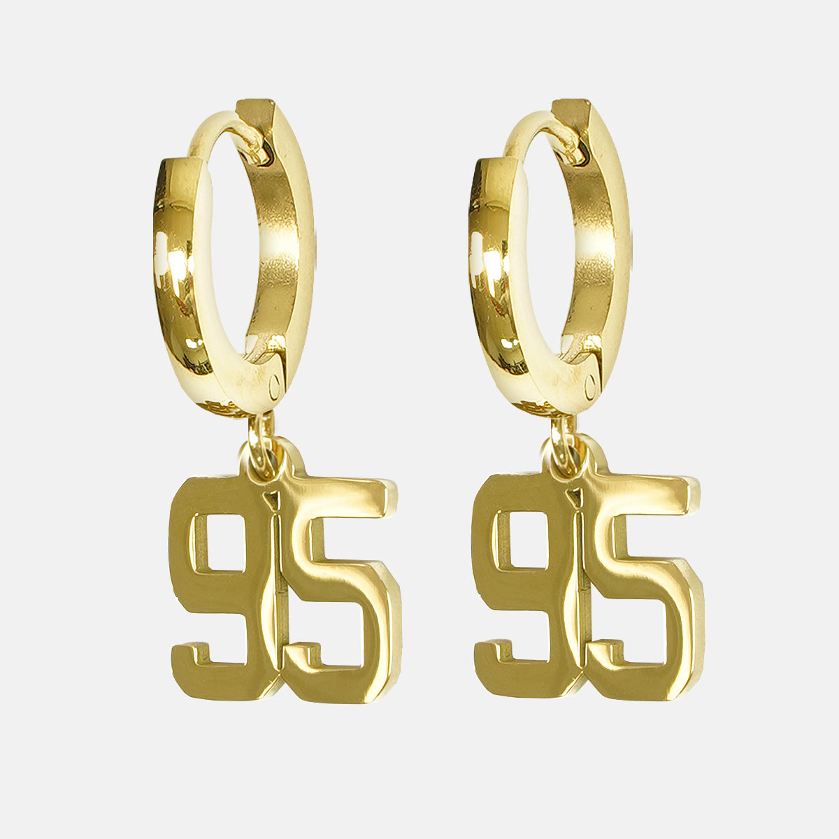 95 Number Earring - Gold Plated Stainless Steel