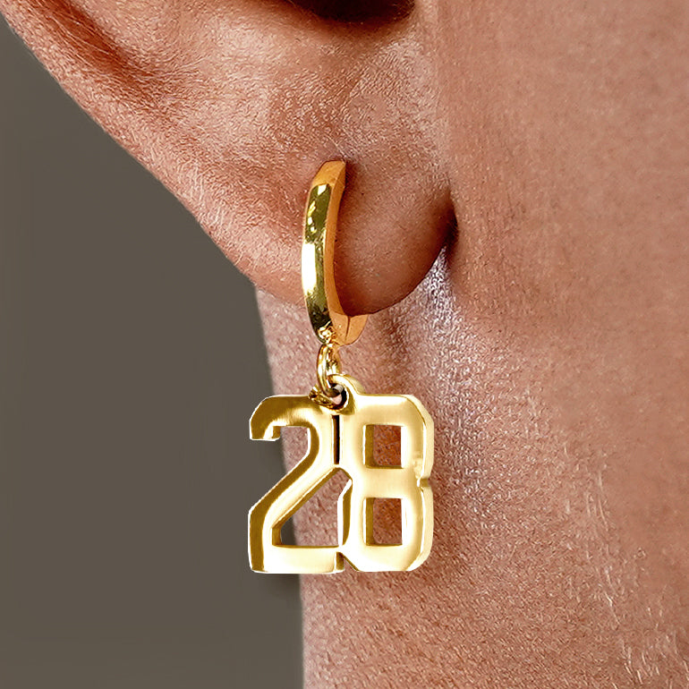 28 Number Earring - Gold Plated Stainless Steel