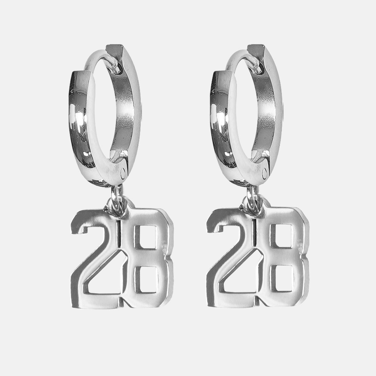 28 Number Earring - Stainless Steel