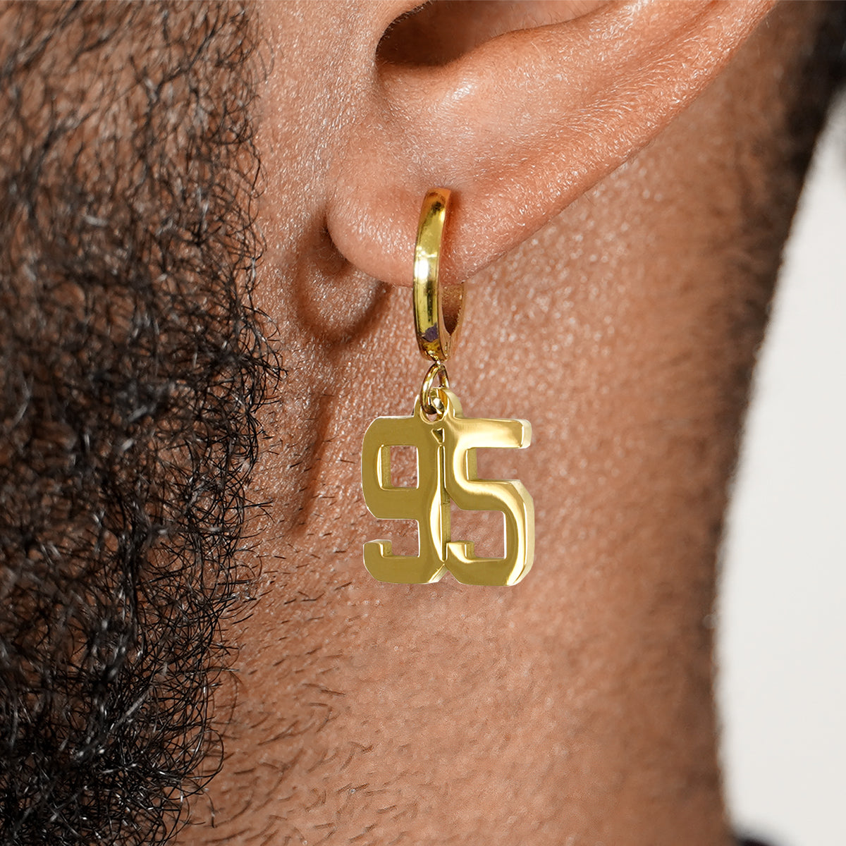 95 Number Earring - Gold Plated Stainless Steel