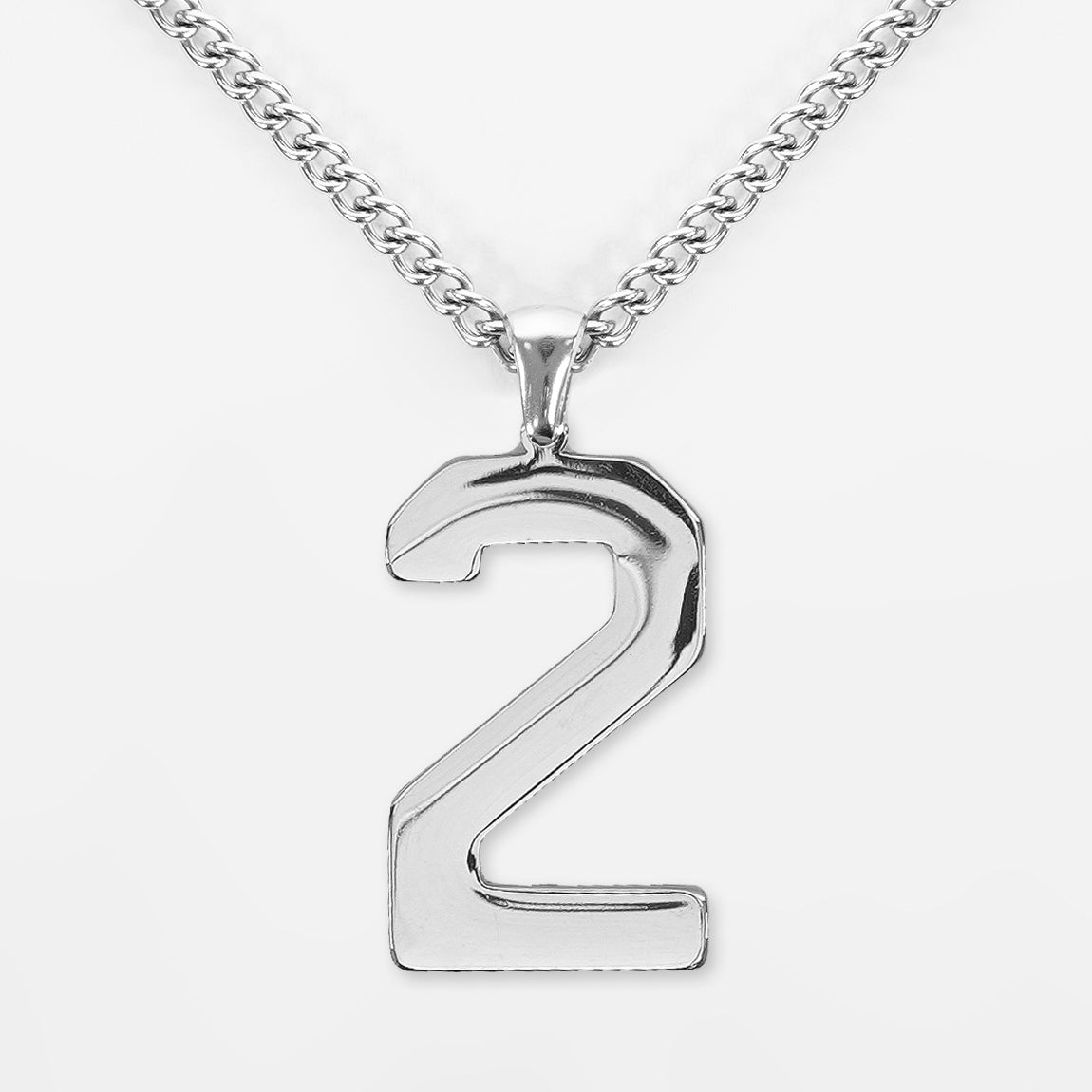 2 Number Pendant with Chain Necklace - Stainless Steel