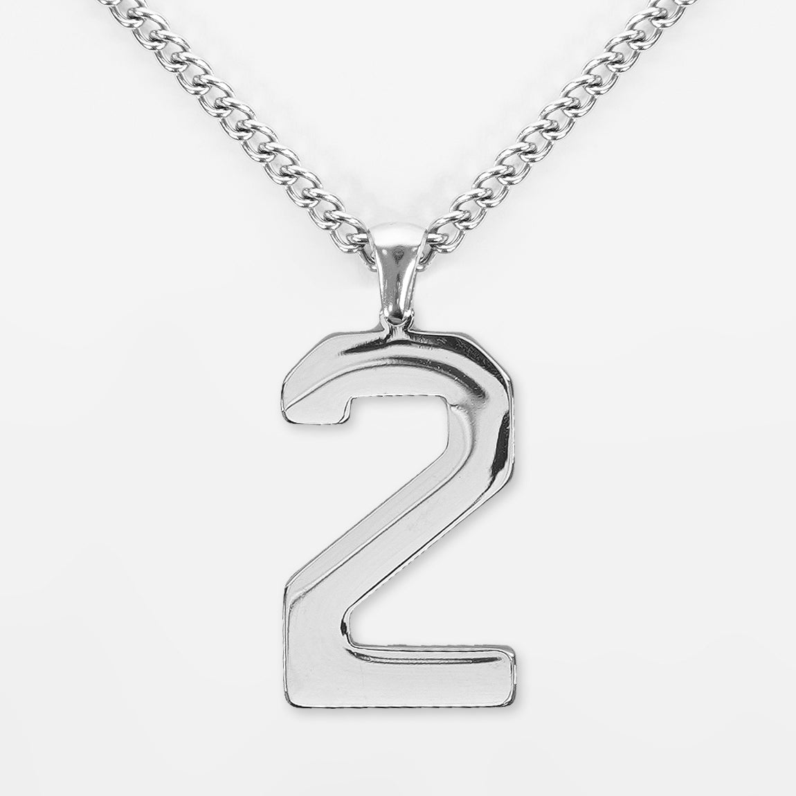 2 Number Pendant with Chain Kids Necklace - Stainless Steel