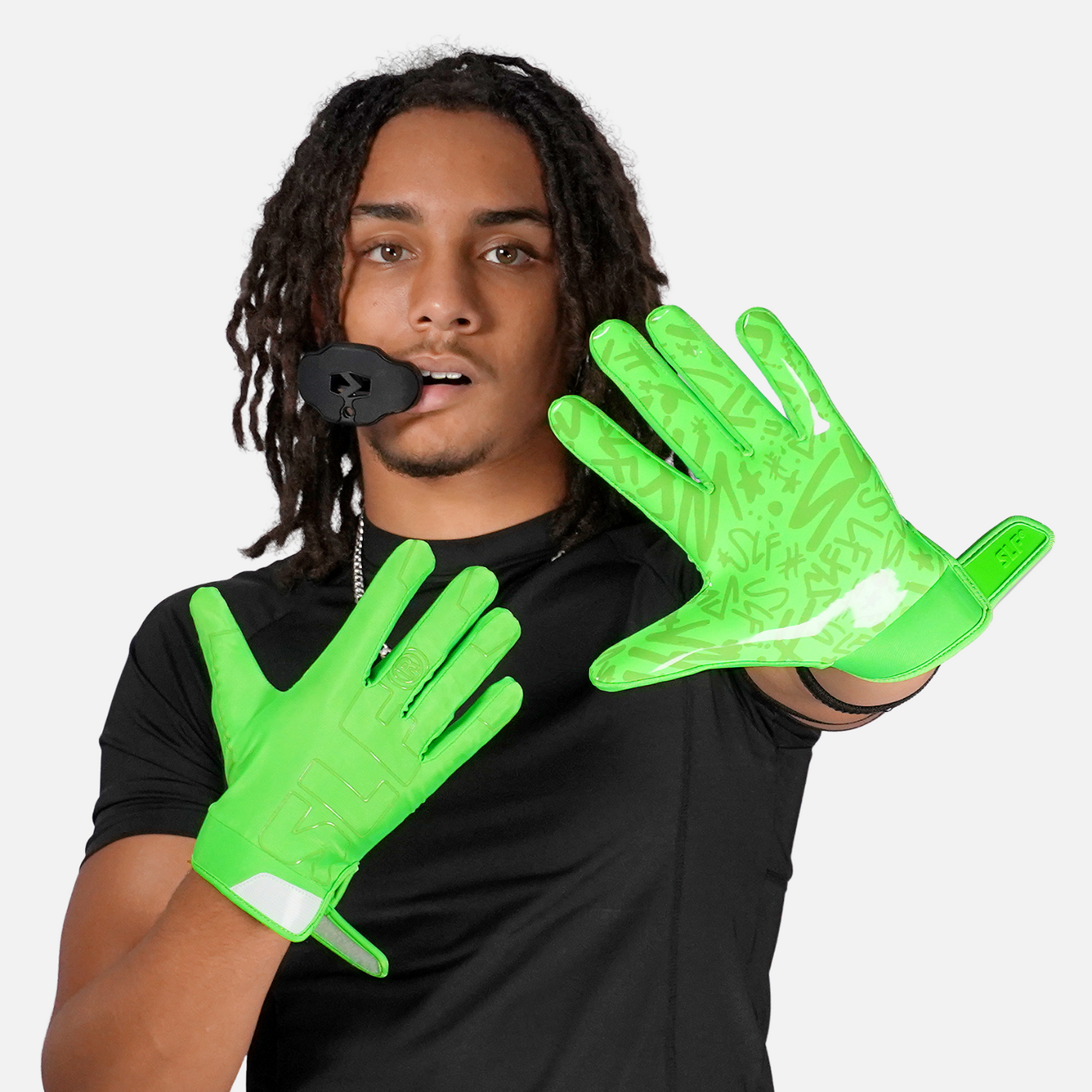 Neon Green Sticky Football Receiver Gloves