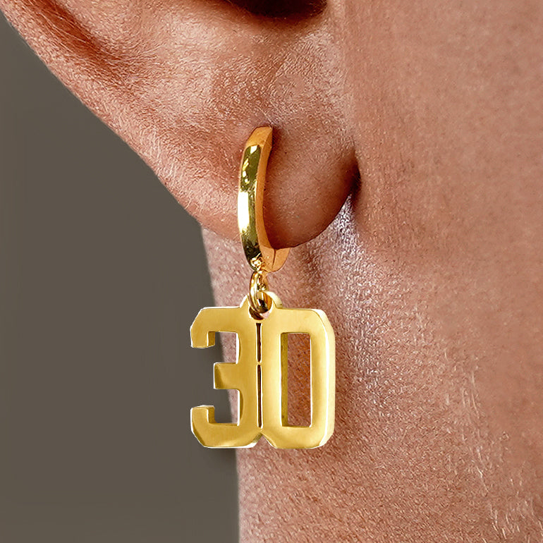 30 Number Earring - Gold Plated Stainless Steel