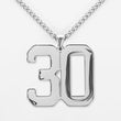 30 Number Pendant with Chain Necklace - Stainless Steel