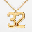 32 Number Pendant with Chain Necklace - Gold Plated Stainless Steel