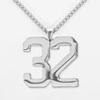 32 Number Pendant with Chain Necklace - Stainless Steel