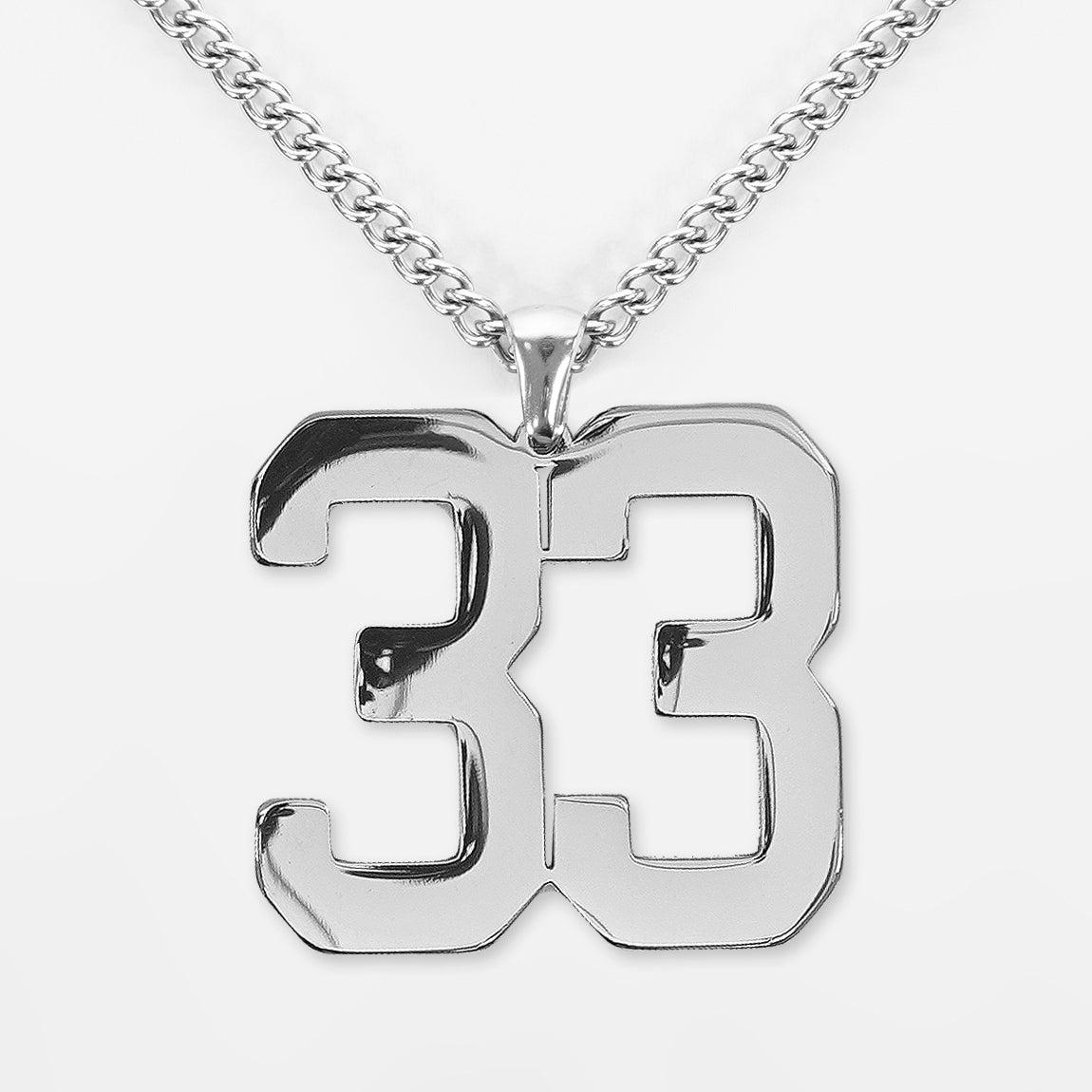 33 Number Pendant with Chain Necklace - Stainless Steel